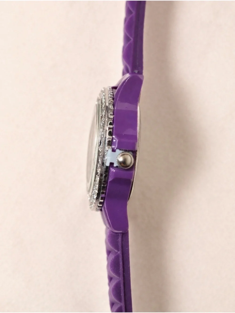 Geneva LSU Tigers Ladies Purple Rhinestone Watch | Silicone Band | Model 1102